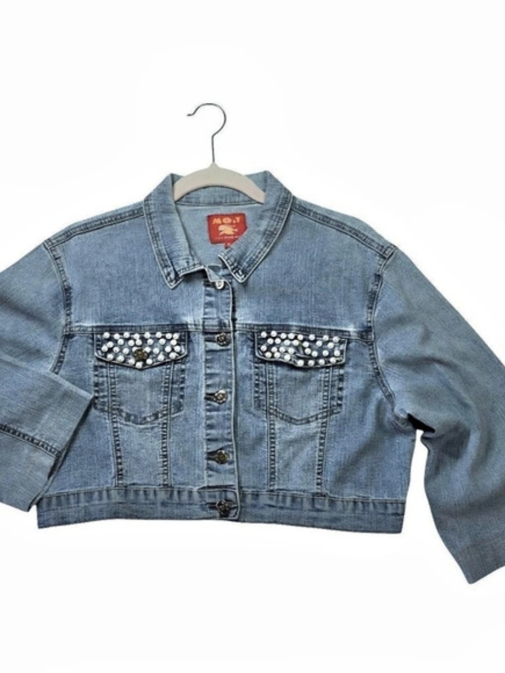 M.G. by M.G. Jeans Wear Embellished Denim Jacket Blue XL Like New